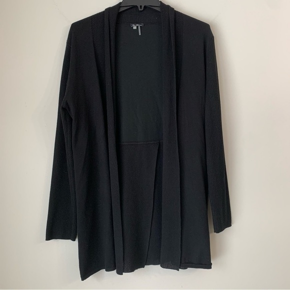 VILA Milano Black Cotton Open Front Cardigan Size Large - Picture 1 of 11